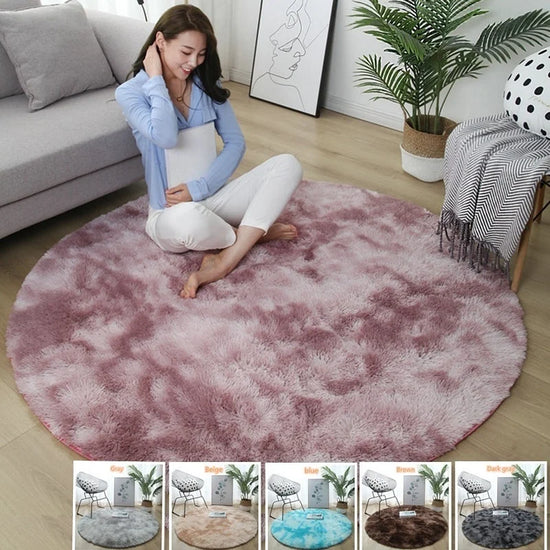 Fashion Large Round Soft Gradient Plush Carpet