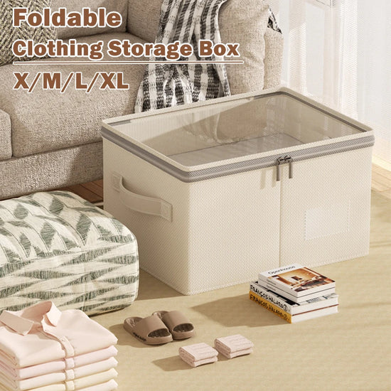 Large Capacity Clothing Storage Box Foldable Storage Bin For Down Jacket Quilt Organizer Box with Lid Bedroom Wardrobe Organizer