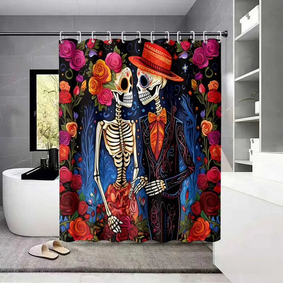 Skeleton Flower Shower Curtain